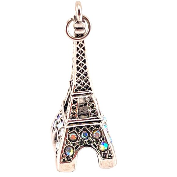 Eiffel Tower Pendant Charm Travel Charm Pendant Rhinestone Accents - Picture 1 of 5